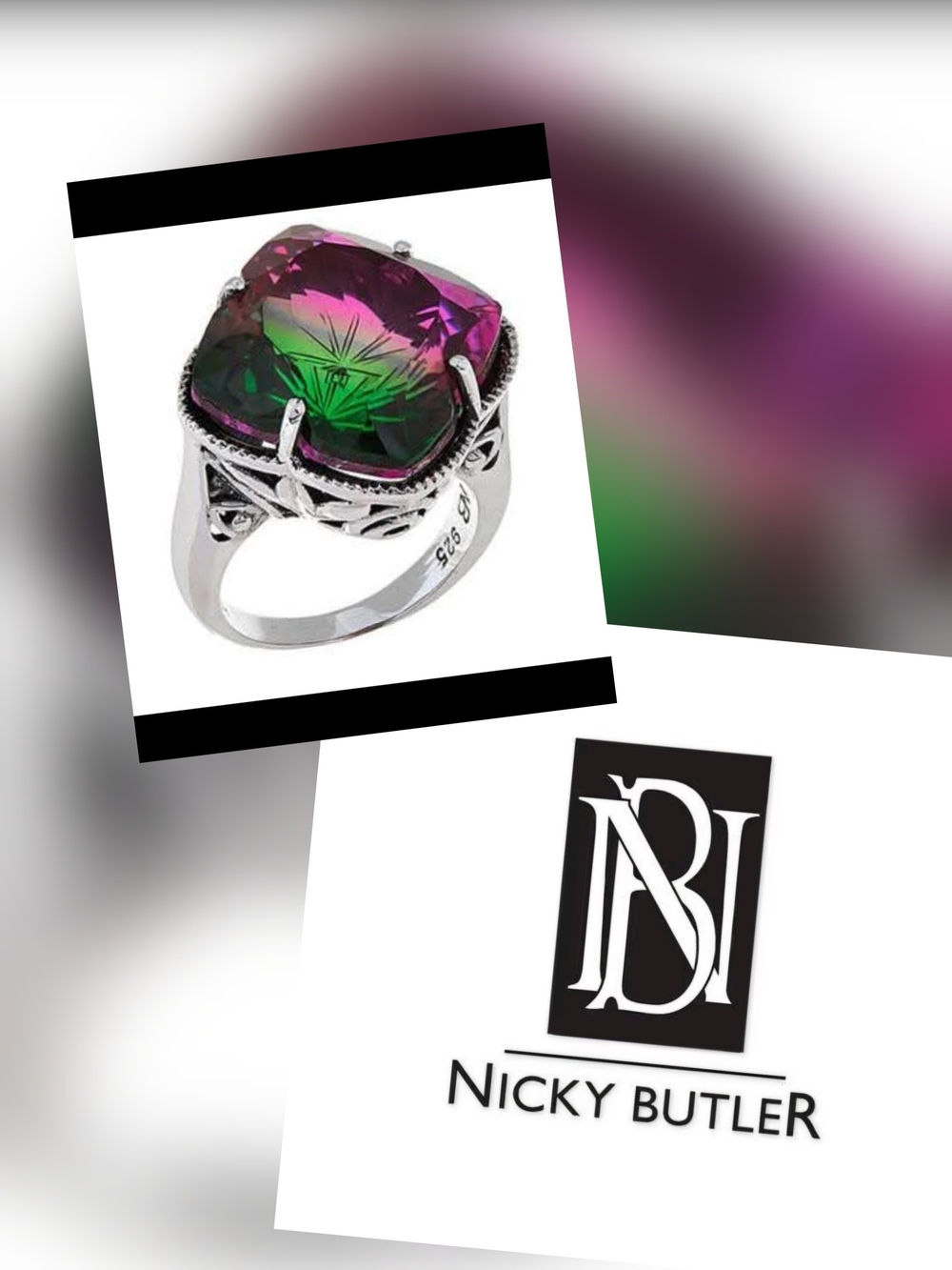 NICKY BUTLER Designer 925 Sterling Silver 15.45 Carat Green Cherry Quartz Ring